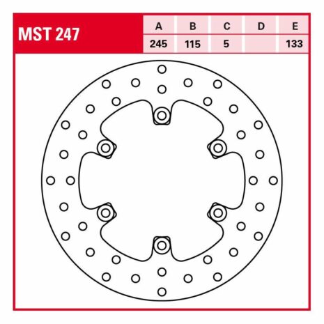 TRW Lucas Bremsscheibe Street starr MST247 245/115/133/5mm