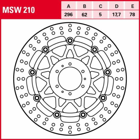 TRW Lucas Bremsscheibe Street schwimmend MSW210 296/62/78/5/17
