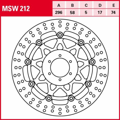 TRW Lucas Bremsscheibe Street schwimmend MSW212 296/58/74/5/17mm