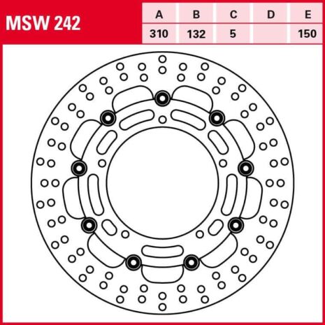 TRW Lucas Bremsscheibe Street schwimmend MSW242 310/132/150/5mm