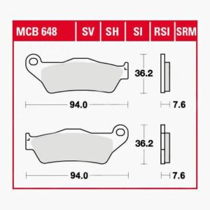 TRW Lucas Bremsbeläge Sintermetall Street MCB648SH 94x36