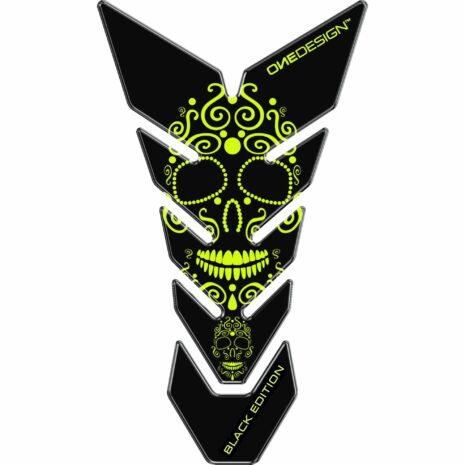 ONEDESIGN Tankpad CG 225x130mm Skull 1 schwarz/neon grüngelb