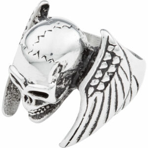 Spirit Motors Edelstahlring "Winged Skull" silber 21