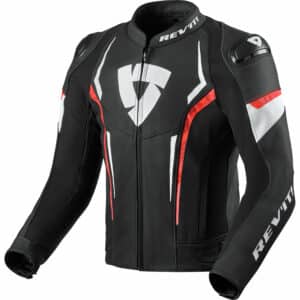 REV'IT! Glide Lederjacke schwarz/neonrot 46 Herren