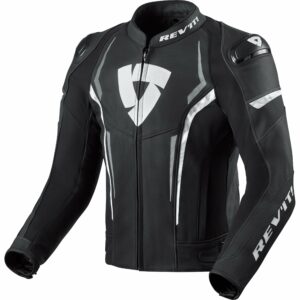 REV'IT! Glide Lederjacke schwarz/weiß 50 Herren