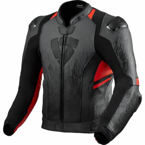 REV'IT! Quantum 2 Lederjacke anthrazit/neon-rot 54 Herren