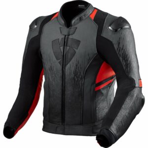 REV'IT! Quantum 2 Lederjacke anthrazit/neon-rot 56 Herren