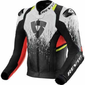 REV'IT! Quantum 2 Pro Air Lederjacke weiß/neon-rot 52 Herren