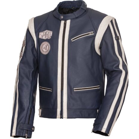 Spirit Motors Klassik Lederjacke 4.0 blau/weiß L Herren