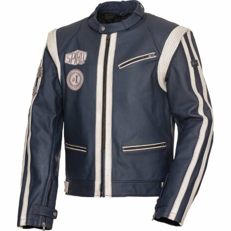 Spirit Motors Klassik Lederjacke 4.0 blau/weiß XXL Herren