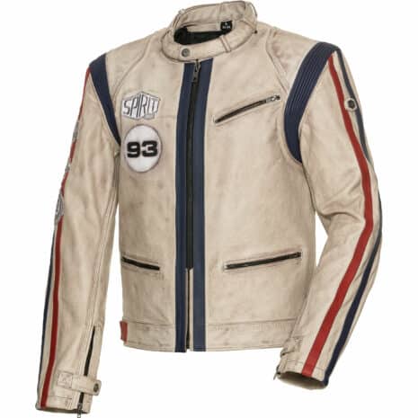 Spirit Motors Klassik Lederjacke 4.0 weiß/rot/blau L Herren