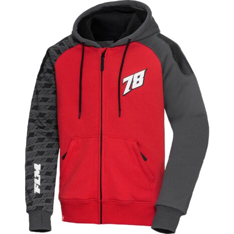 FLM Drift Sport Hoodie mit Protektoren rot/grau XXL Herren